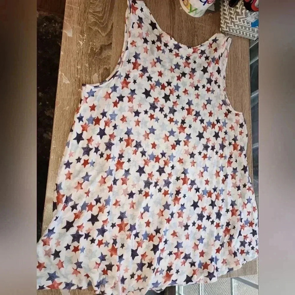 C&C California Linen Red White & Blue Stars Patriotic Tank Top Plus Size 1X 2X - Picture 4 of 7